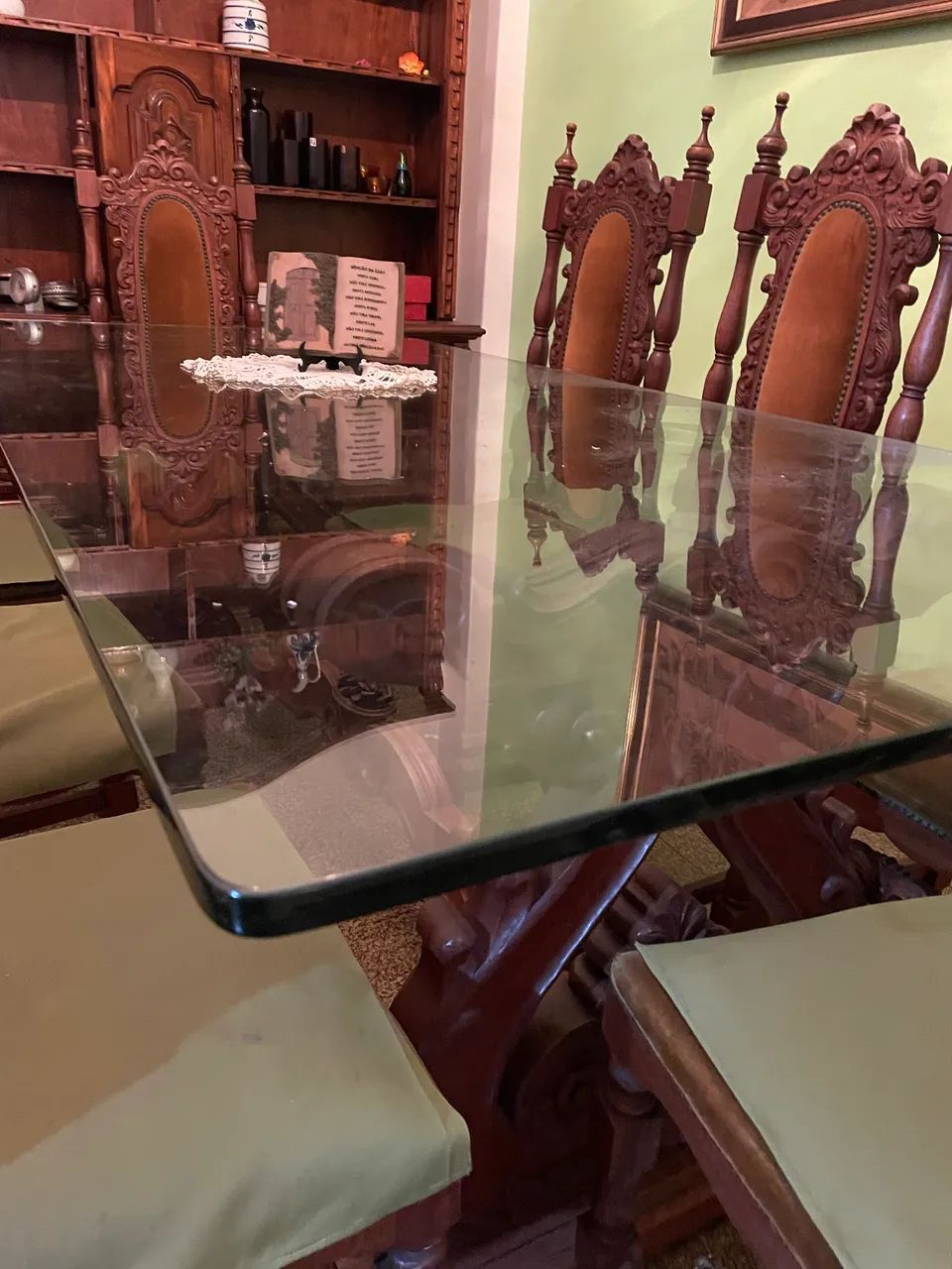 Glass Table with Solid Wood Legs64739708054275120