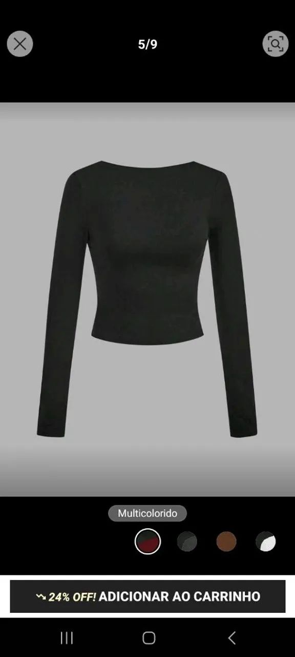 Blusa preta com costas a mostra