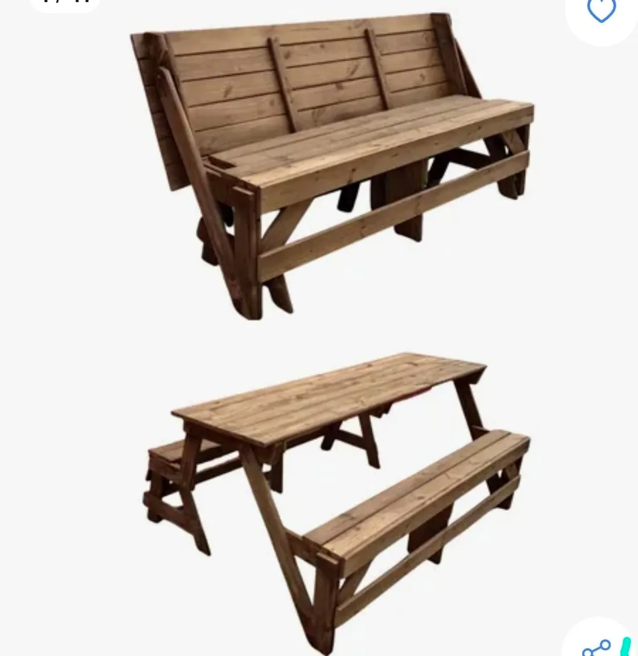Conjunto Mesa/Banco de Madeira Dobrável