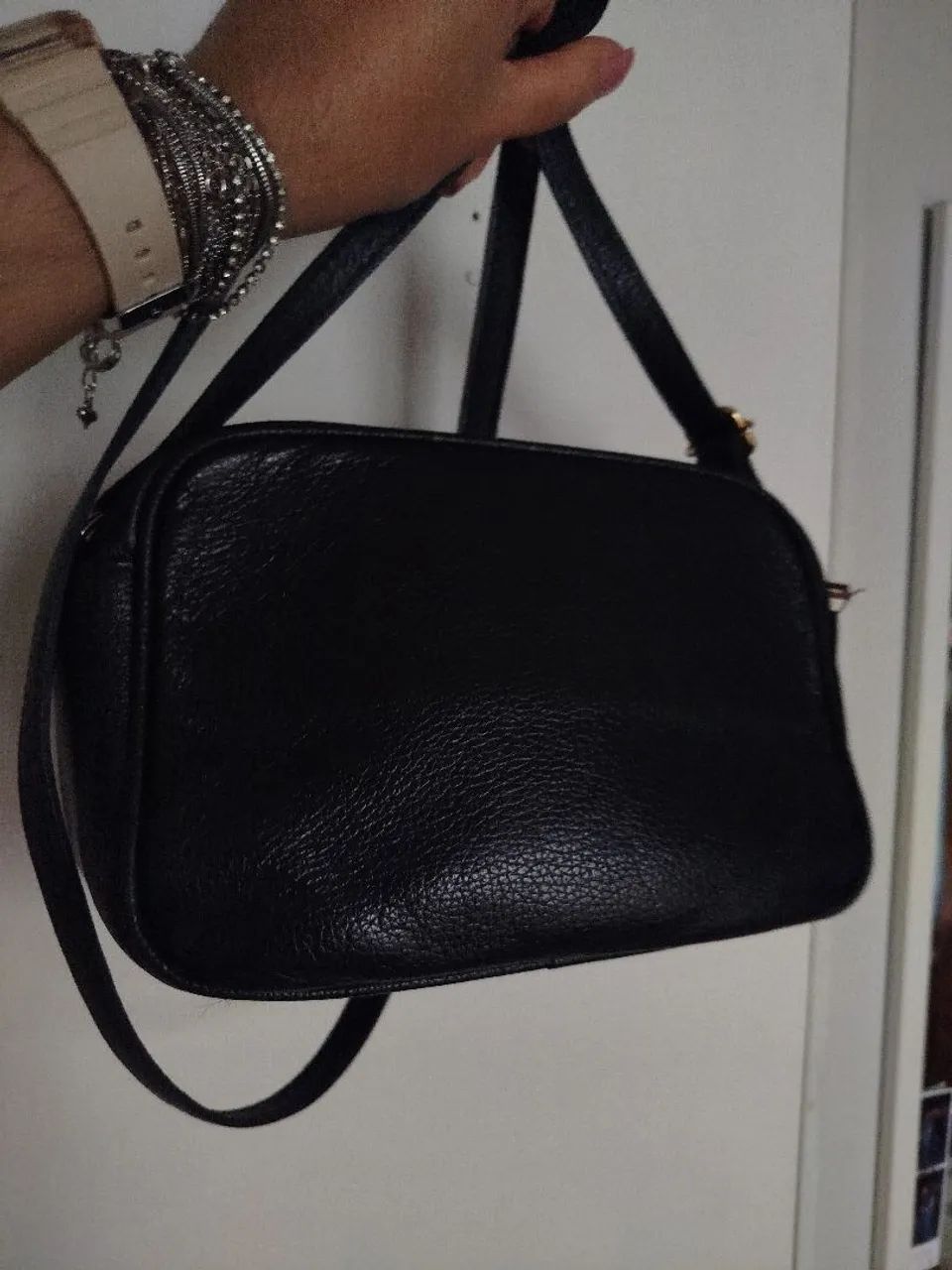 Bolsa de couro preta lê postiche  - Foto 2