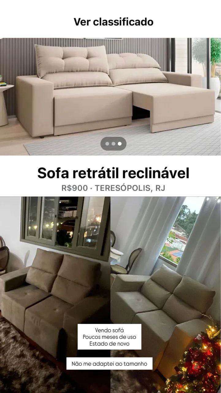 Sofá retrátil reclinável 