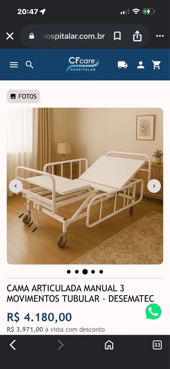CAMA HOSPITALAR COM 3 MANIVELAS - Foto 2