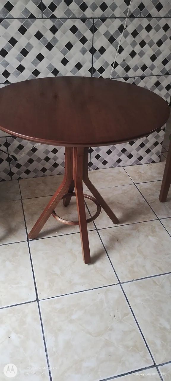 Mesa redonda 80 cm madeira maciça 