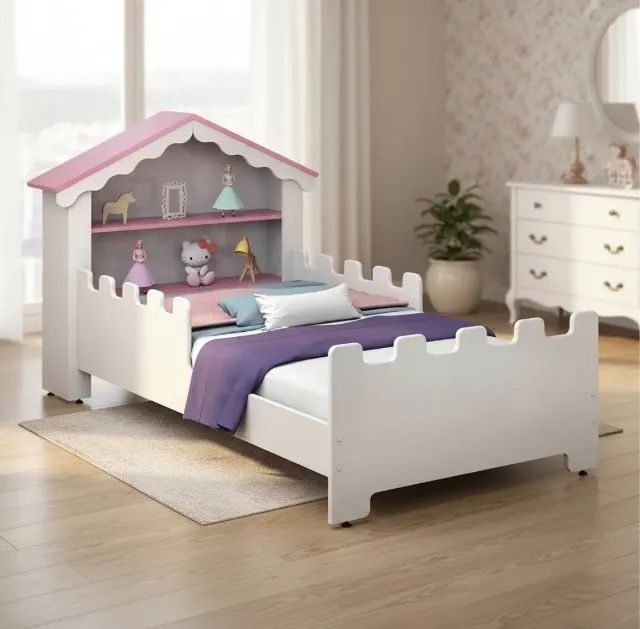 Cama Infantil Casinha Princesa Menina C/ Grade Proteção 