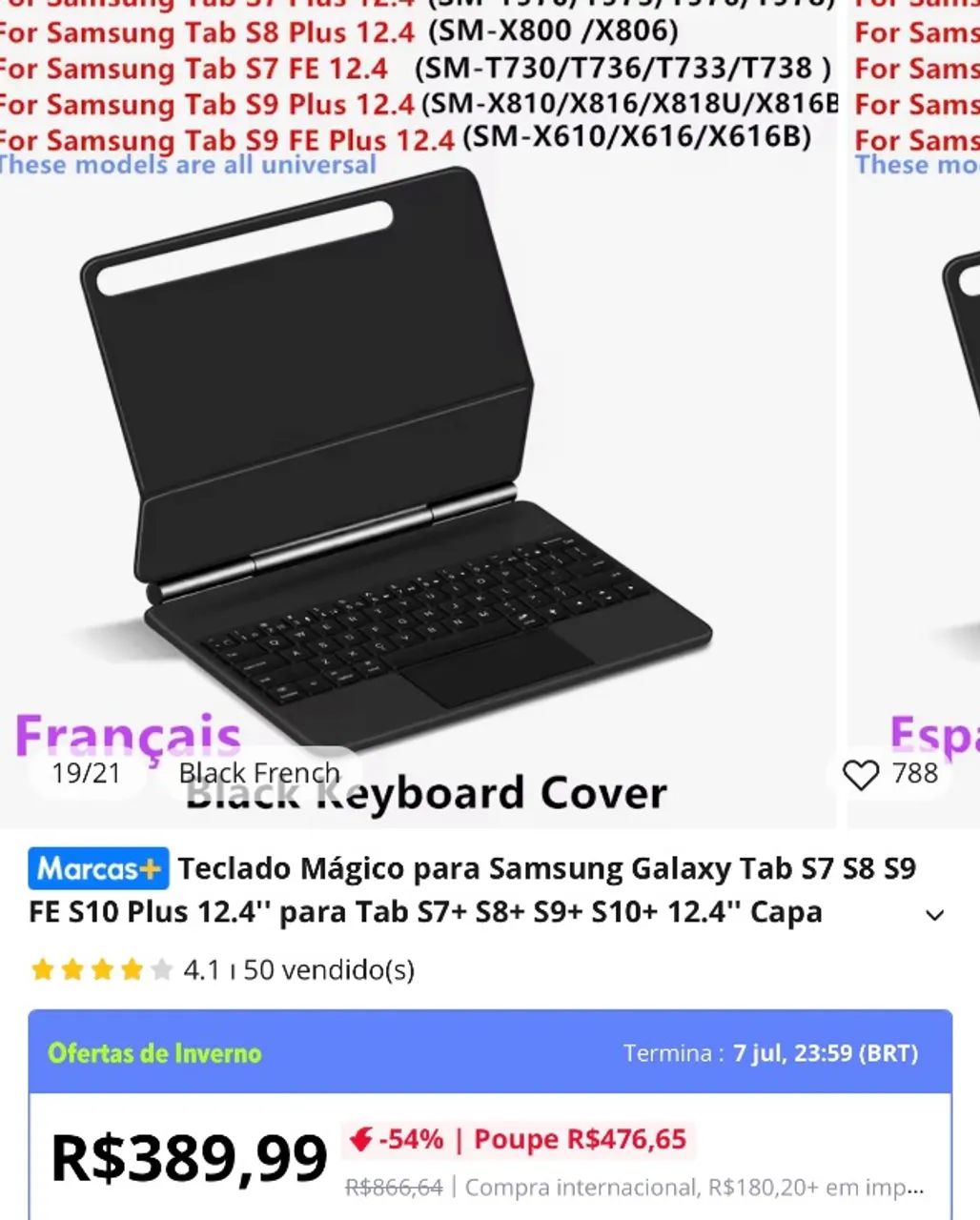 SAMSUNG TABLET S7 FE 128g com caneta original e Capa Magnética Magic Keyboard - Foto 5