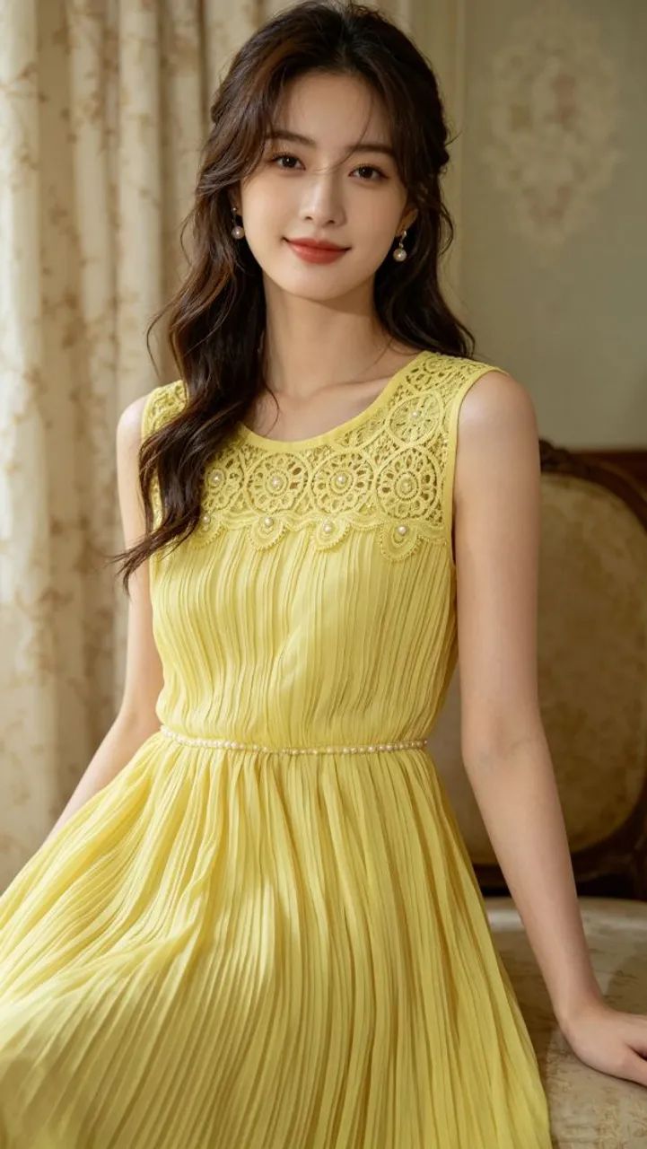 Vestido plissado de Chiffon 