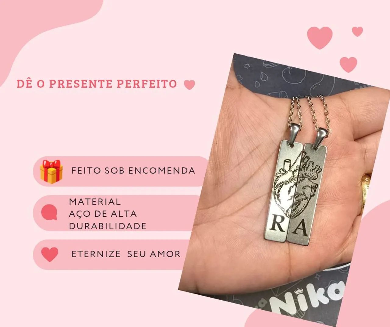 Chaveiro e colar personalizado 