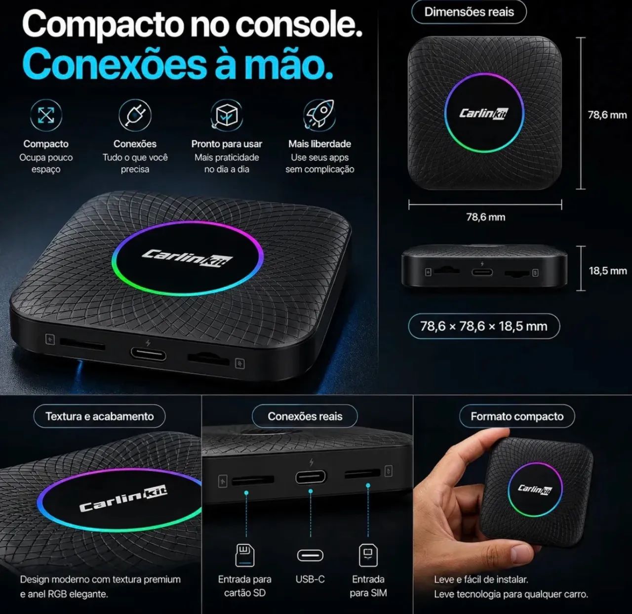 Carlinkit Streaming Box Carplay Wi-fi Android 13 8gb +128gb - Foto 4