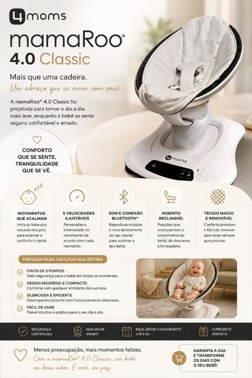 Cadeira 4moms mamaRoo 4.0 Classic - Excelente Estado - Foto 2