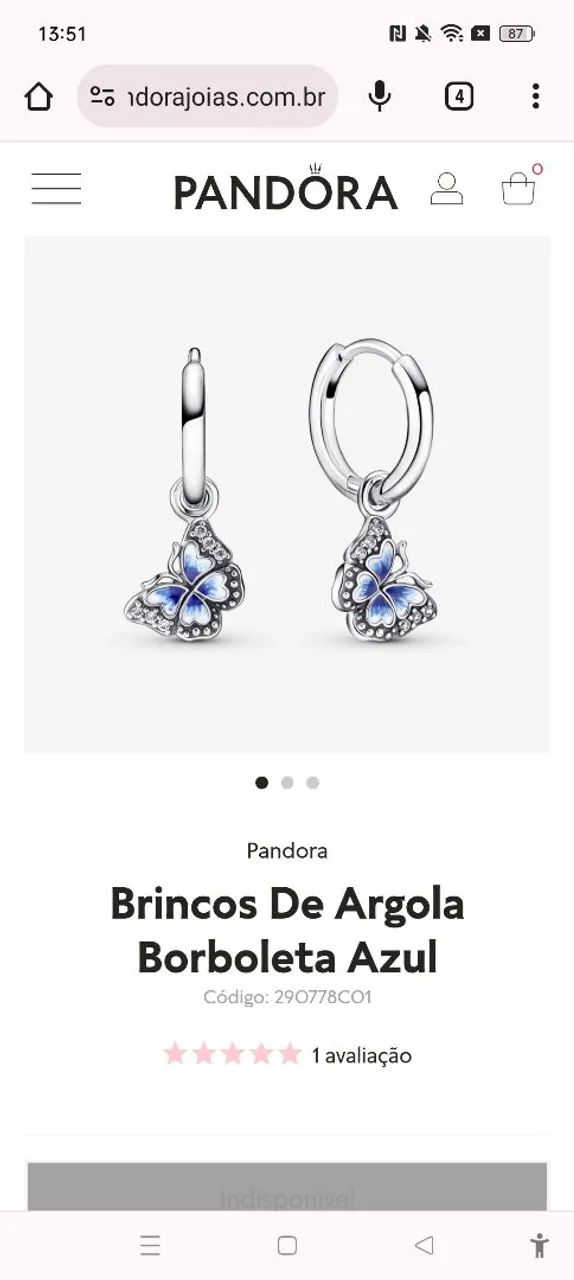 Brinco argola borboleta 
