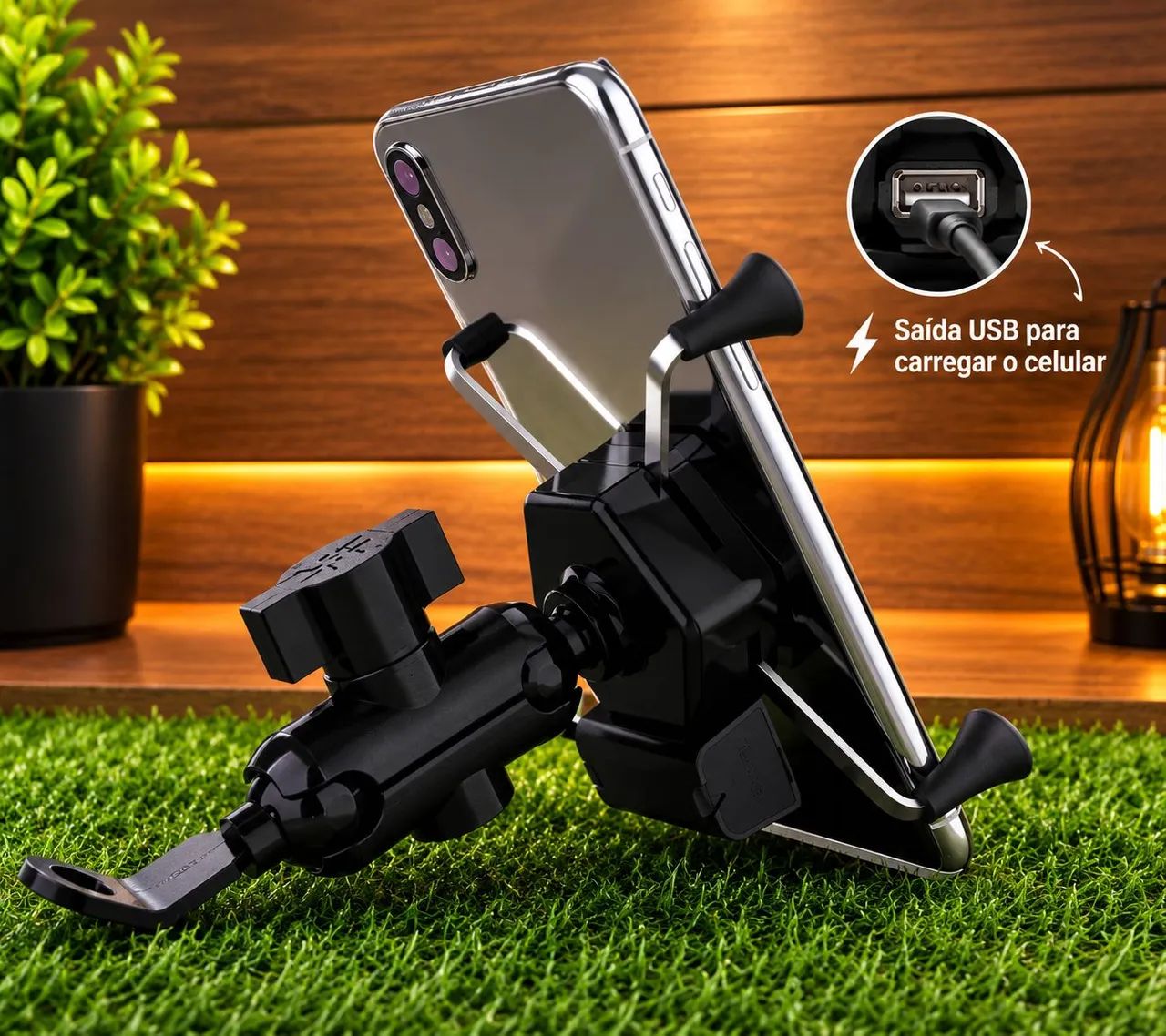Suporte de Celular para Moto com USB - Ajustável e Resistente - Foto 3