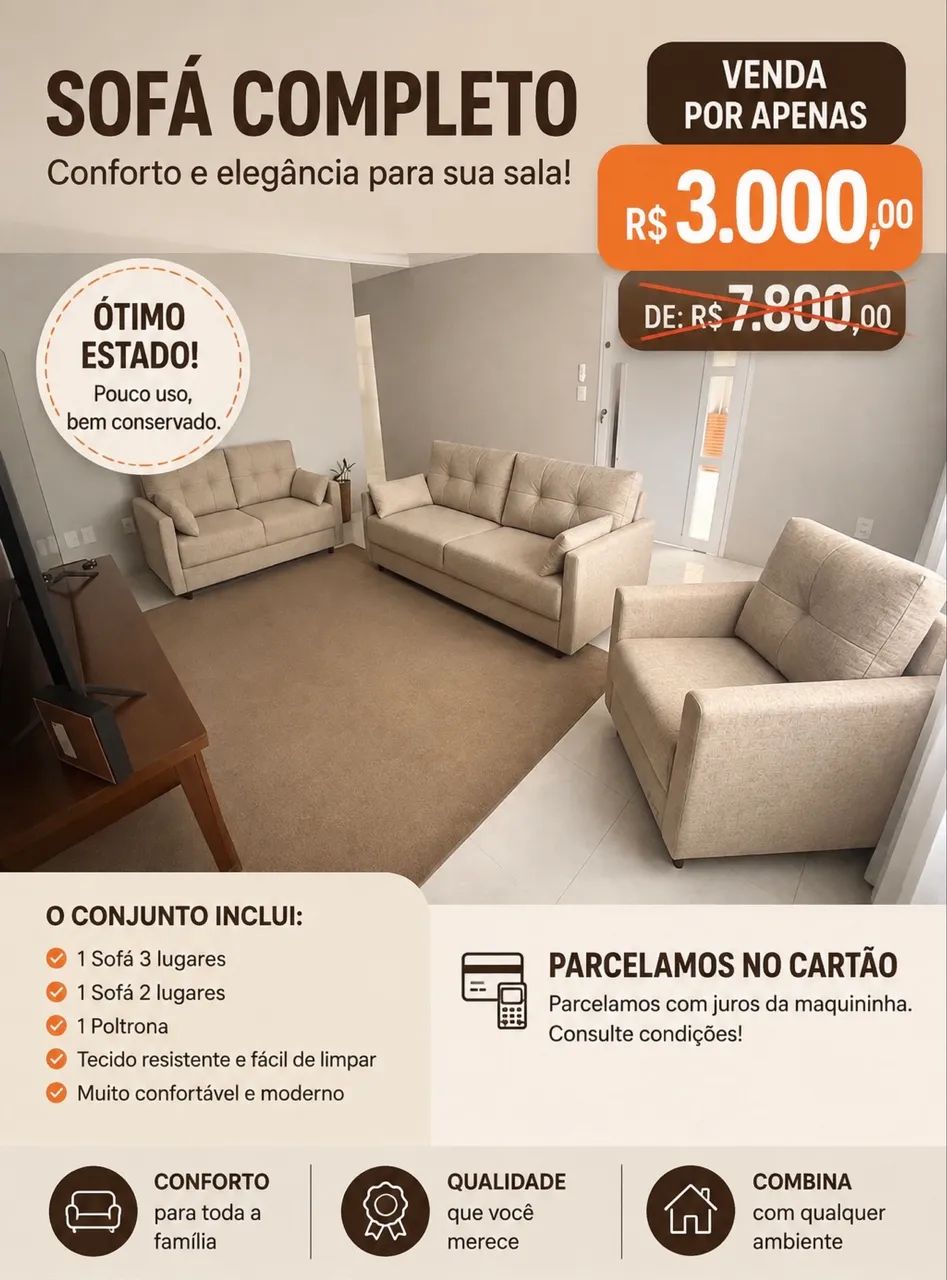 SOFÁ COMPLETO Conforto e elegância para sua sala! - Foto 3
