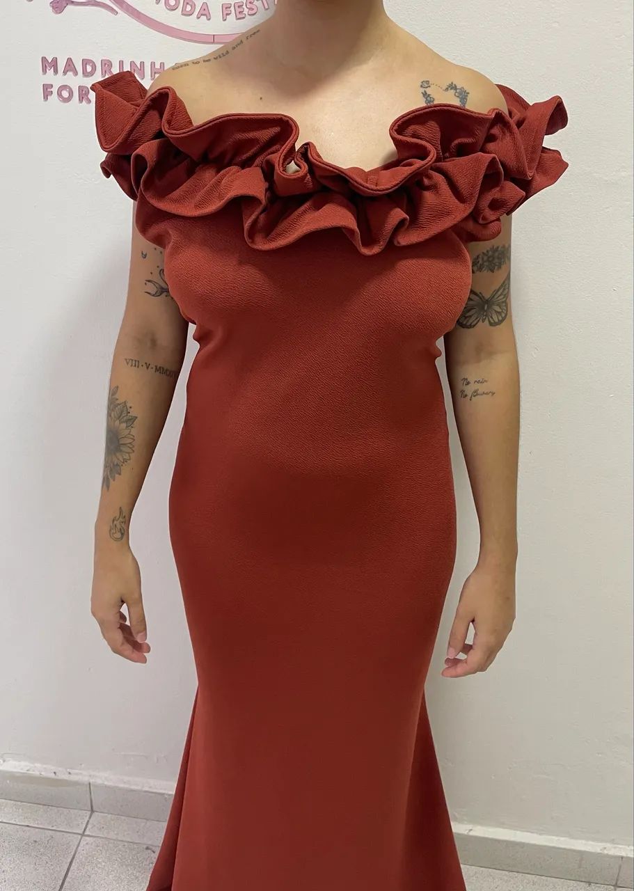 Vestido terracota de crepe - Foto 3