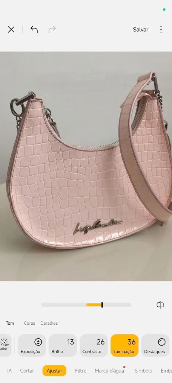 Bolsa Luiza Barcelos Meia Lua Croco  - Foto 5