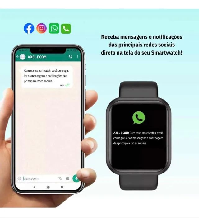 relogio Smart Digital AXEL ECOM Smartwatch inteligente masculino/feminino Cor Preto + Fone - Foto 5