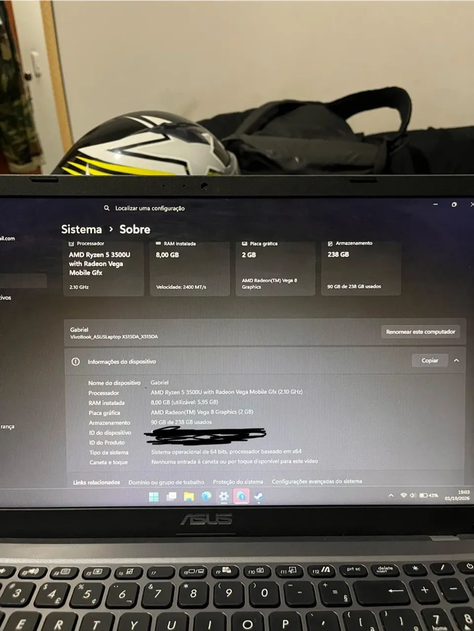 NOTEBOOK ASUS M515DA  RYZEN 5 | SSD 256GB | 8GB RAM - Foto 3