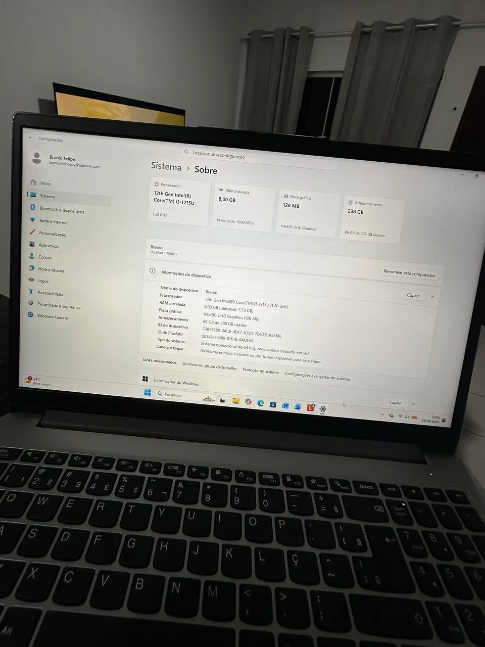 Lenovo IdeaPad 1 15IAU7 - Core i3 12ª Geração  - Foto 3