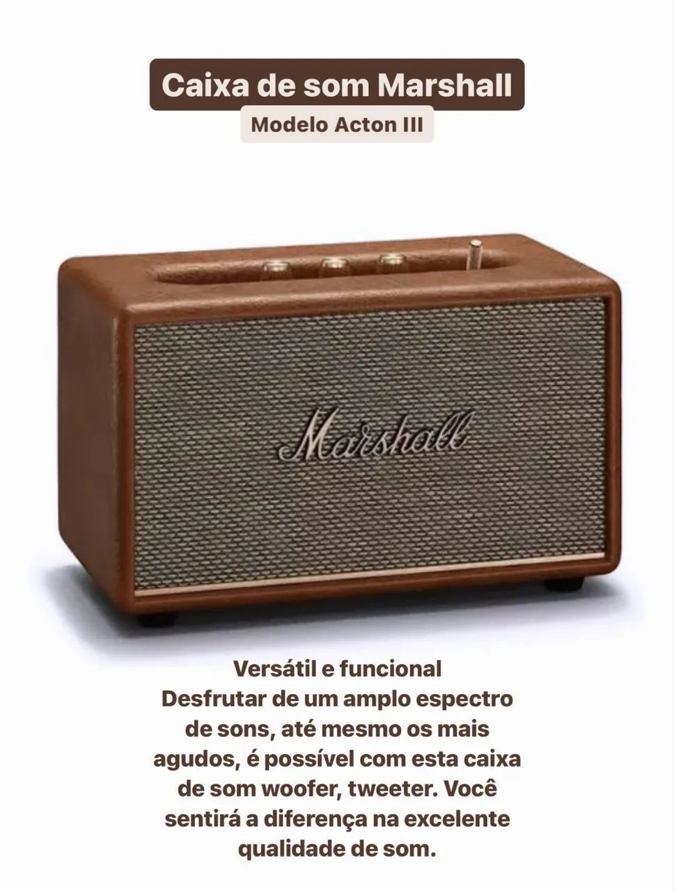 Caixa de som Marshall ACTON 3 Lacrado - Foto 3