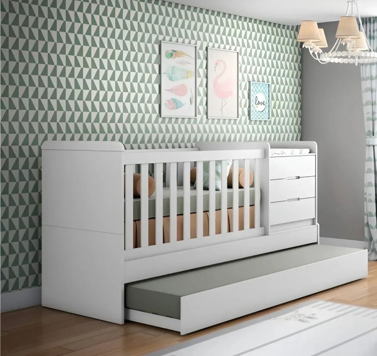 Berço multifuncional com cama e cômoda  - Foto 2