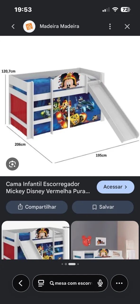 Cama com escorregador 