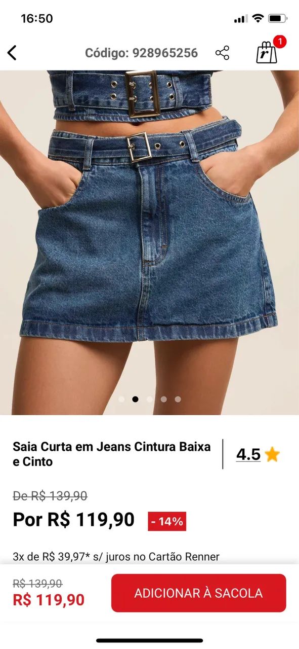 Conjunto Renner - Corset Jeans e Saia Jeans - Foto 3