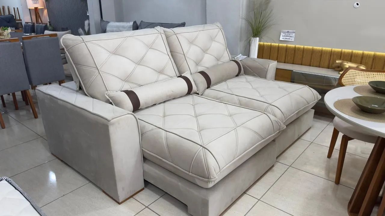 SOFÁ RETRÁTIL E RECLINÁVEL 2,50m Vicam029 Molas ENSACADAS  