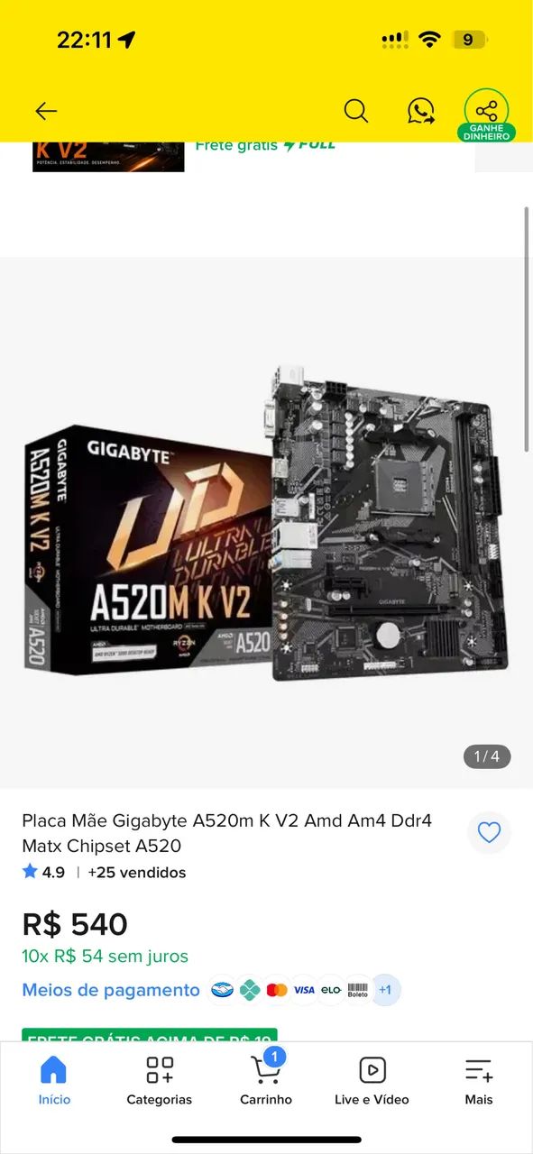 Placa mãe gigabyte A520M K V2