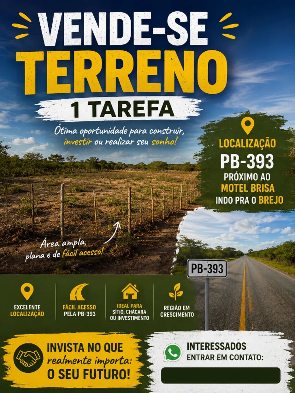 Vende-se terreno de 1 tarefa