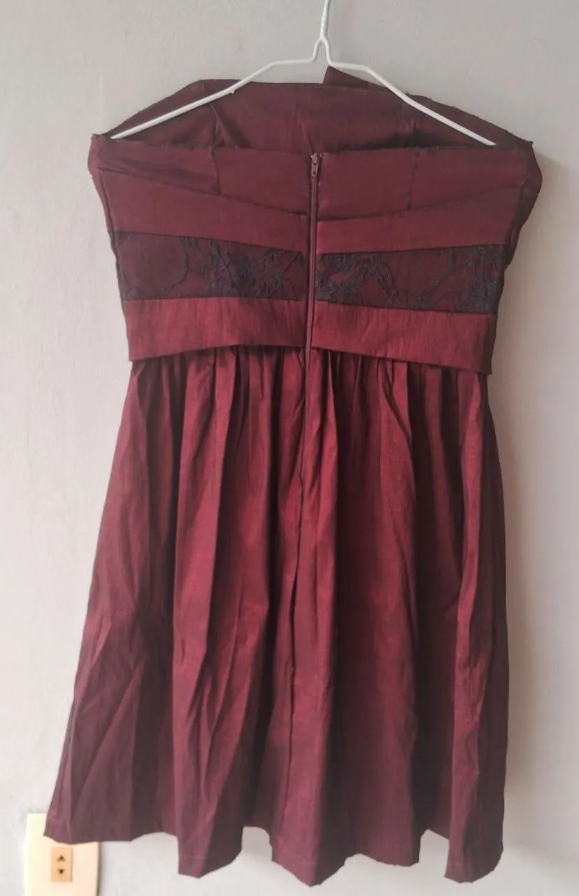 Vestido festa tomara que caia Marsala - Foto 2