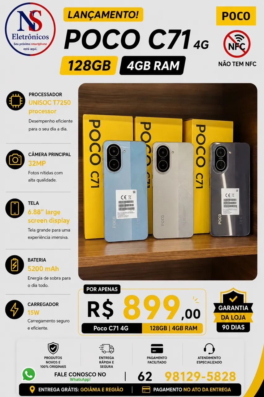 Xiaomi Poco c71 128/04 - Preto Dourado Azul 