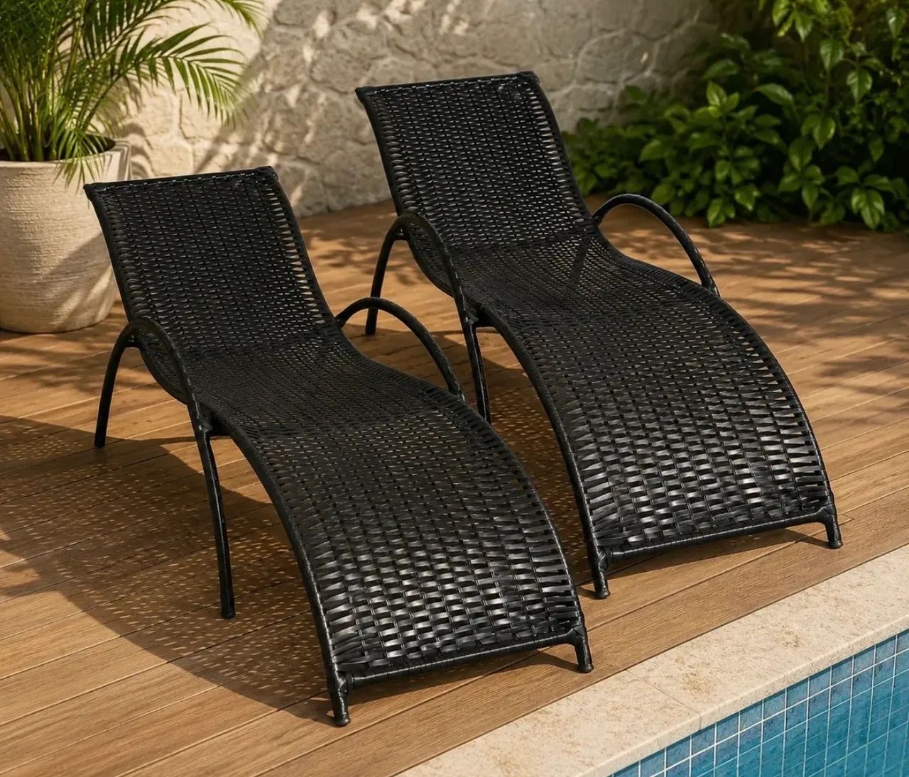 Espreguiçadeira PRETA para area externa piscina decorativo  - Foto 3
