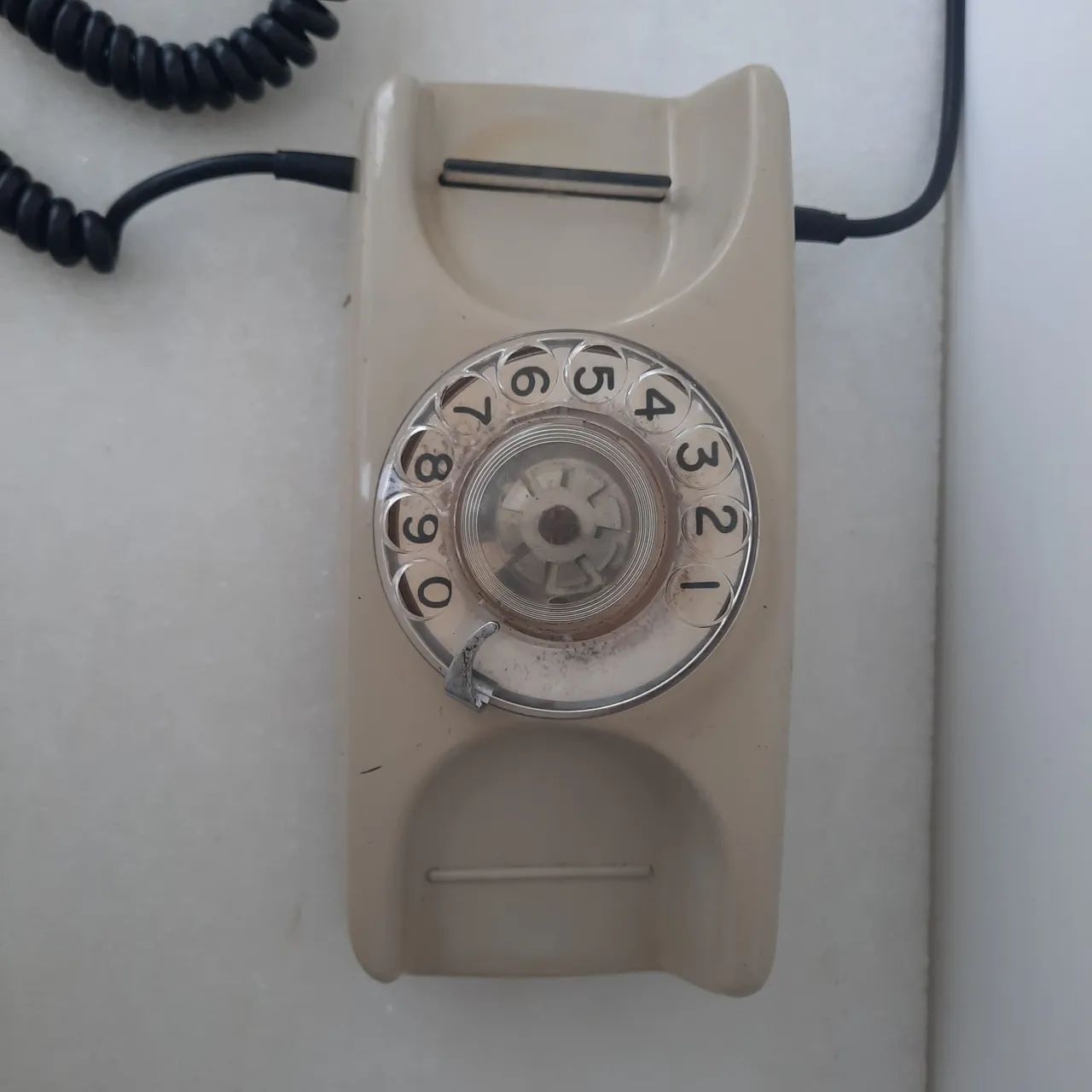 Telefone antigo de mesa com disco Bege - Foto 3