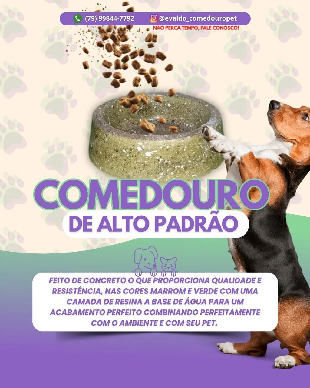 Comedouro vasilha der concreto 