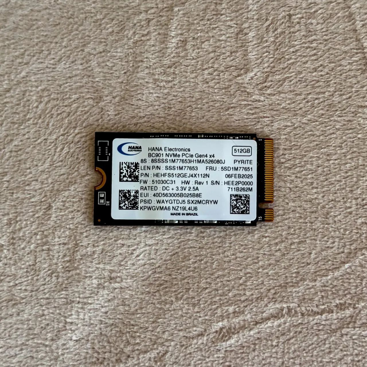 SSD 512GB NMVe M.2 2242