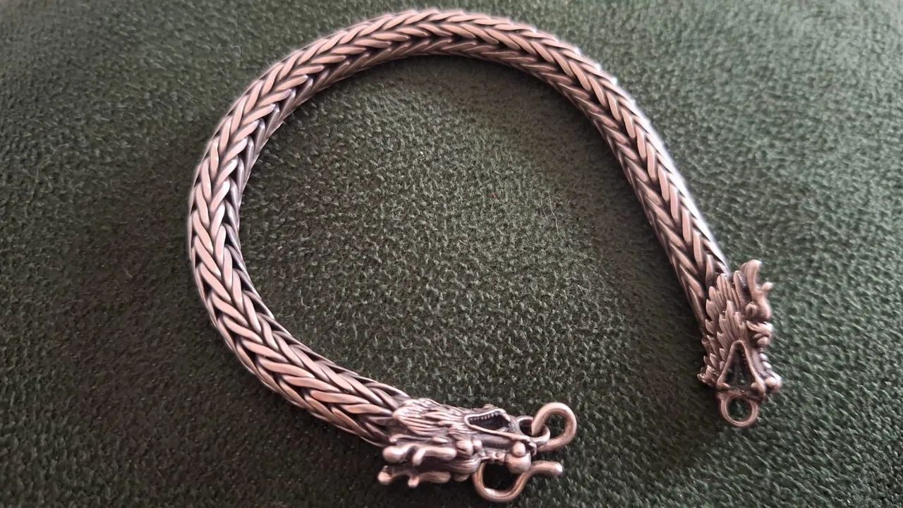 Pulseira de prata 8mm raridade 