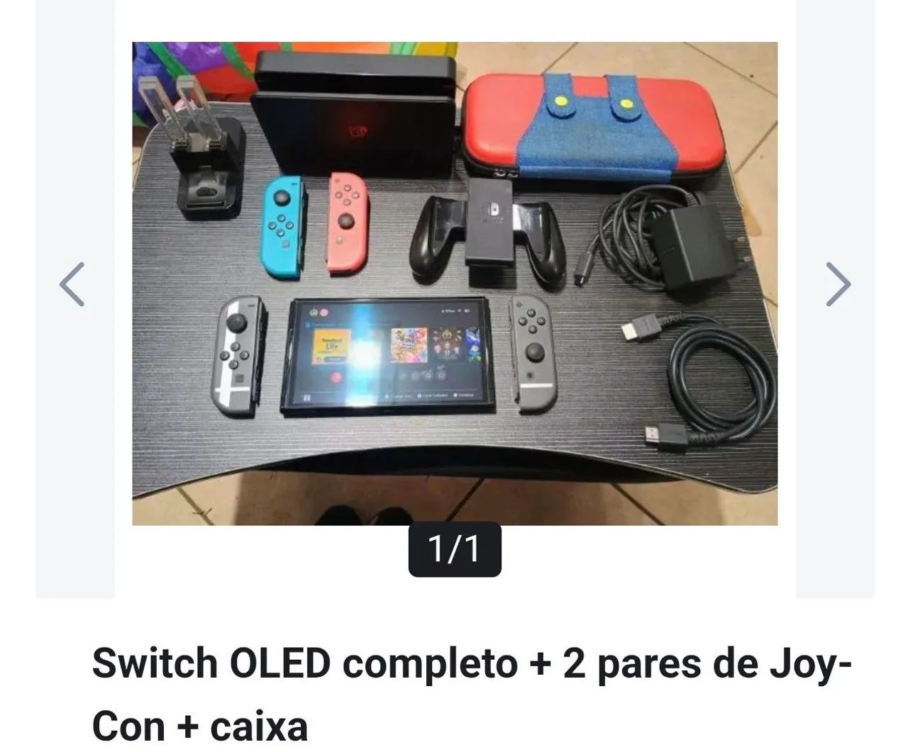 Switch Oled com joycons extra e acessórios-reservado