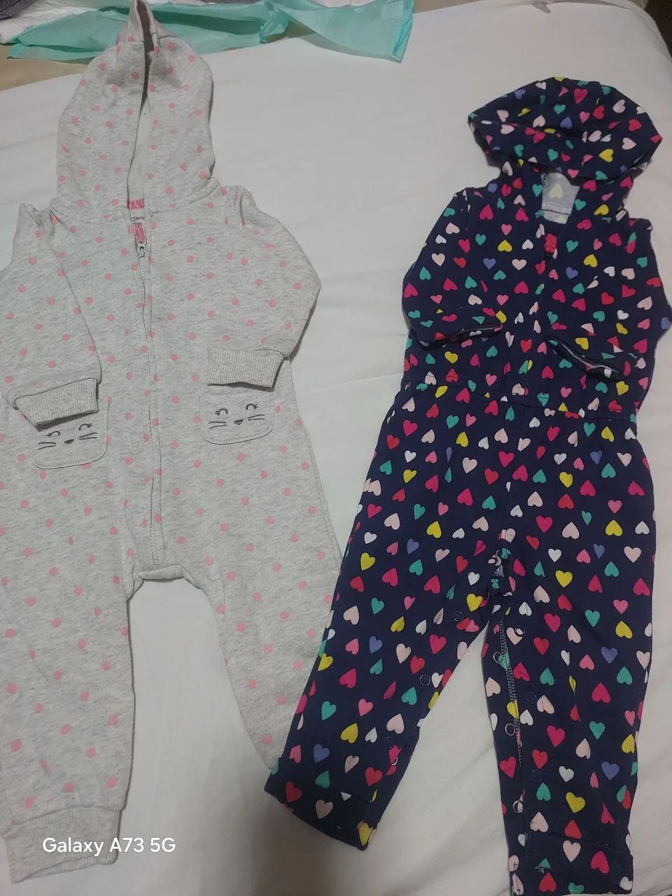 Two Carter's Long Rompers without Footed Design