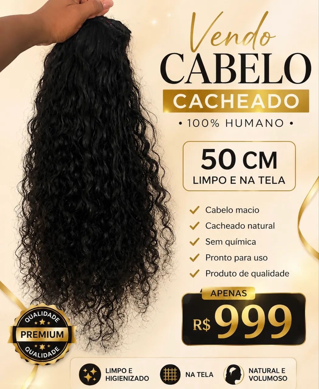 Cabelo cacheado Humano