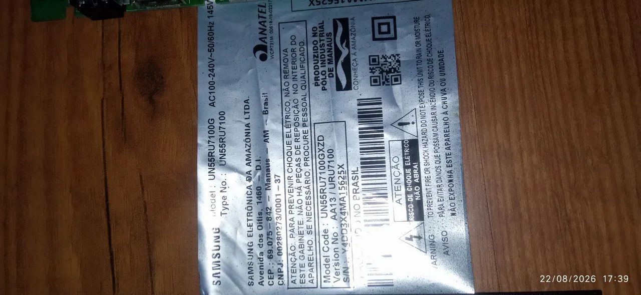 Conjunto de placa fonte + placa principal e alto falantes tv Samsung 55 polegadas 