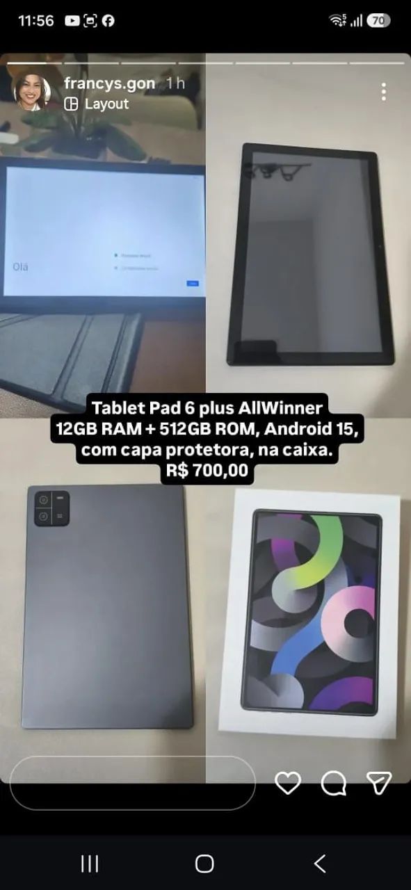 Tablet 6 plus12gb RAM +512gb rom Android 15. Com capa protetora 