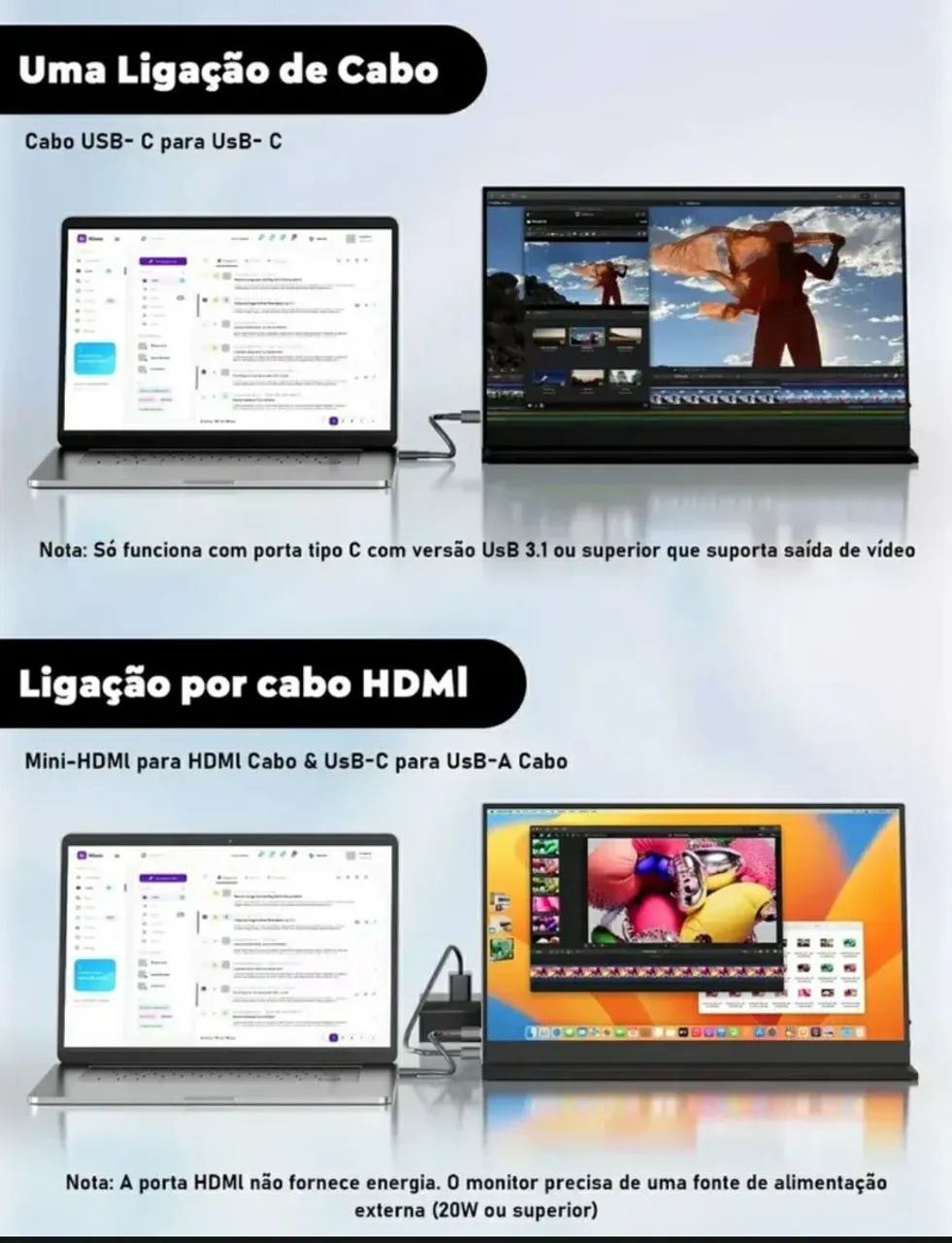 Monitor Portátil Full HD 15,6 Pol Amoudo - Foto 5
