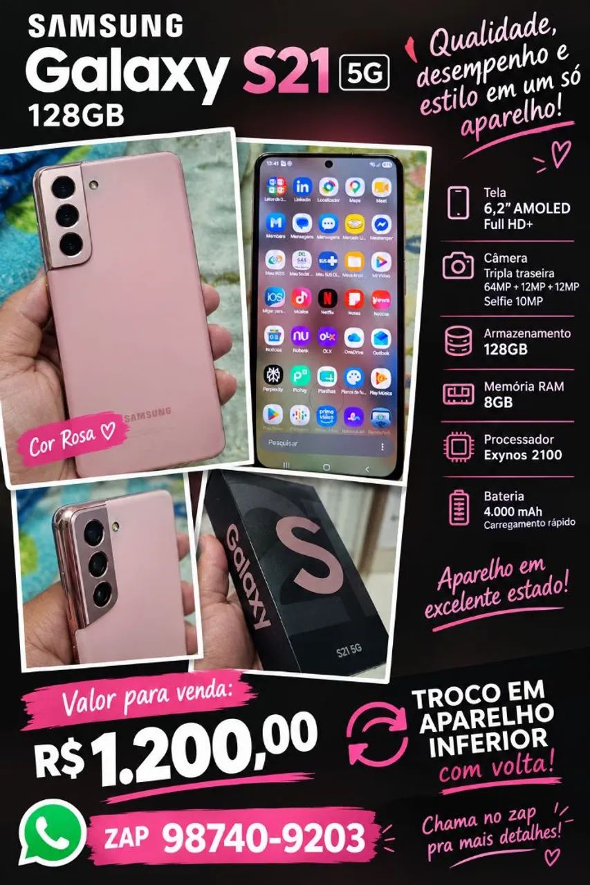 Galaxy S21 Rose zerado