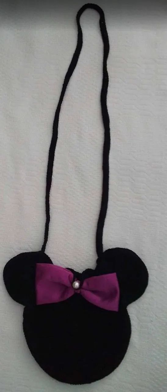 Bolsa Minnie de Crochê com Laço em Tecido - Foto 3