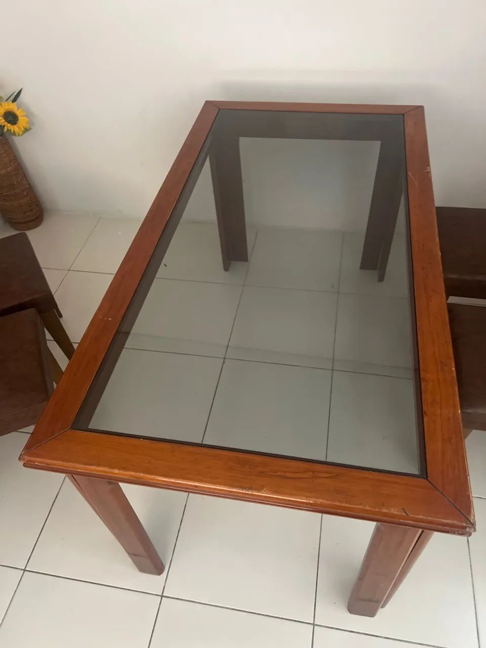 Mesa madeira maciça com vidro  - Foto 2
