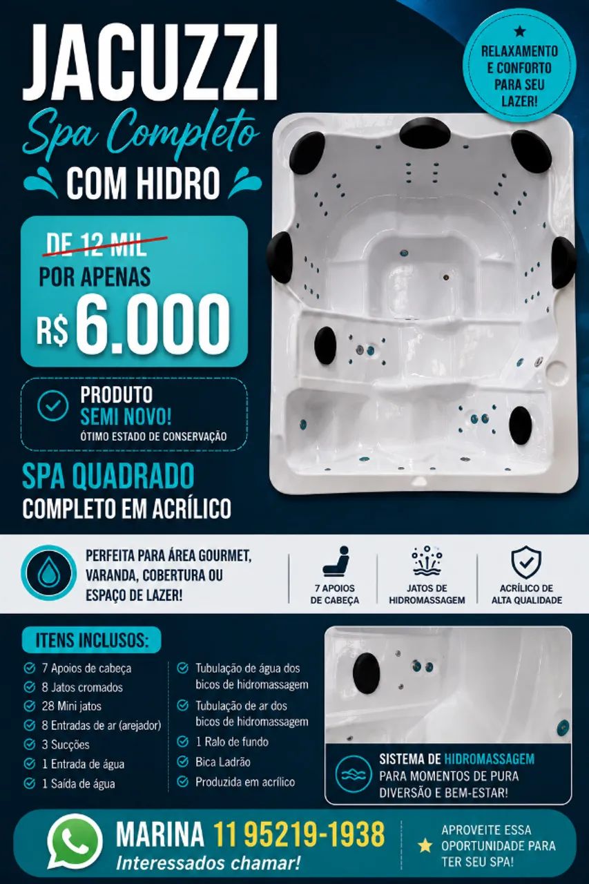 Jacuzzi Spa Completo com Hidro  - Foto 3