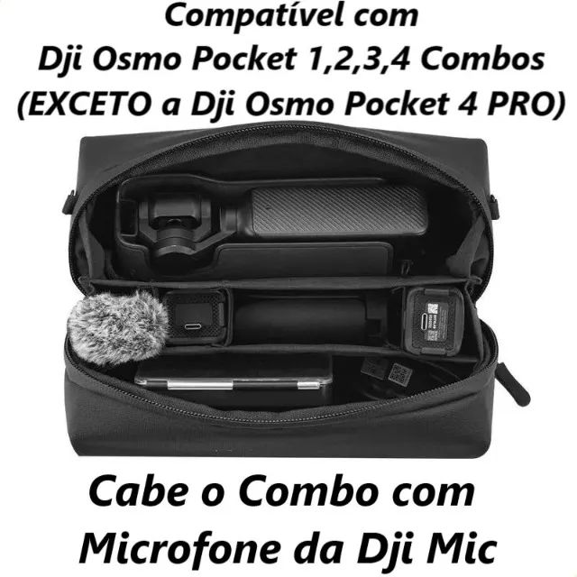 1 Bolsa Preta de Mão Bag Genuína Estojo Original Compatível com Dji Osmo Pocket 1,2,3&4 - Foto 3