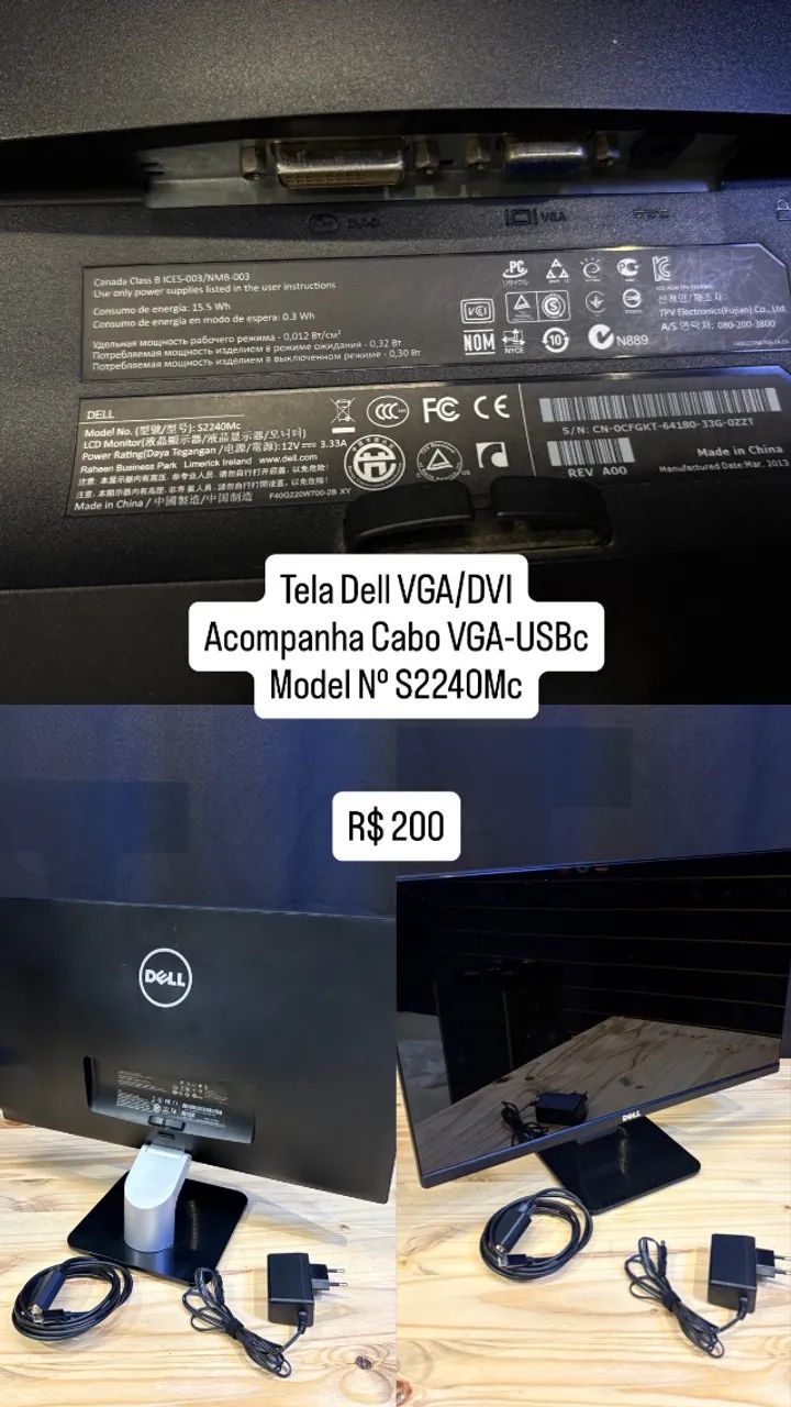 TELA DELL VGA/DVI