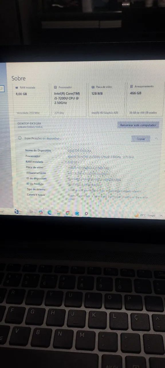 Notebook Samsung 8 GB Memória , M2 de 500 GB - Foto 2