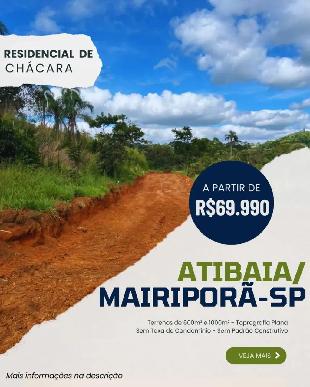 Mais espaço para seu projeto em uma região tranquila