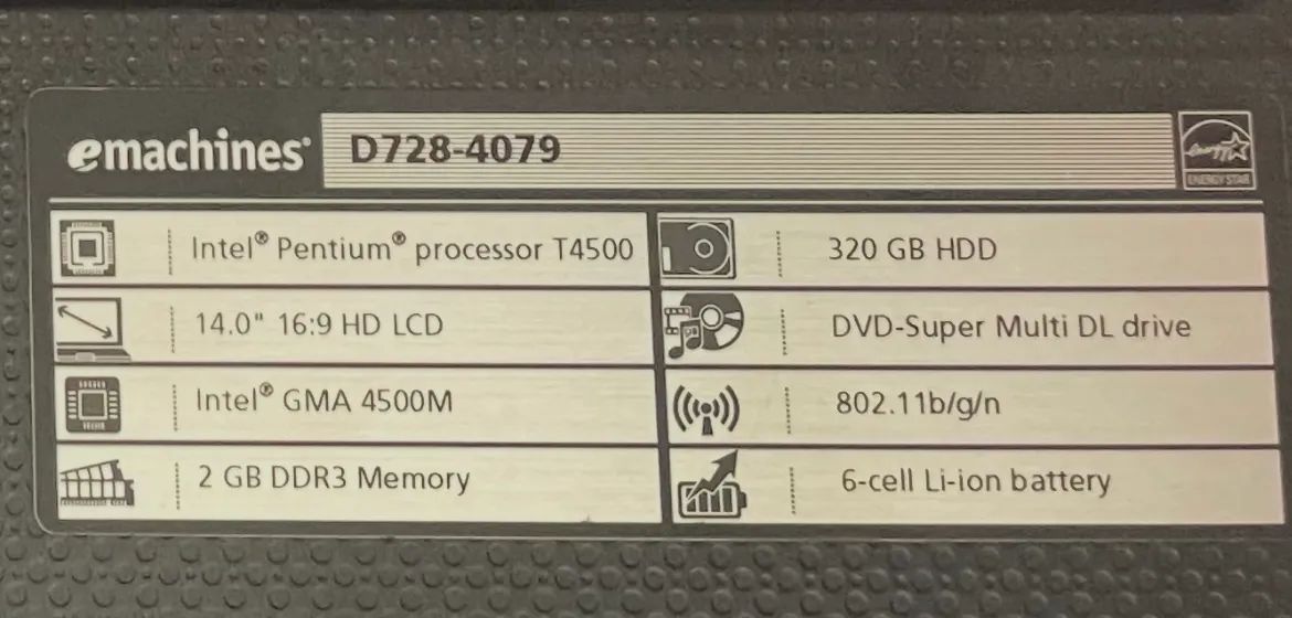 Notebook emachines D728-4079. - Foto 5
